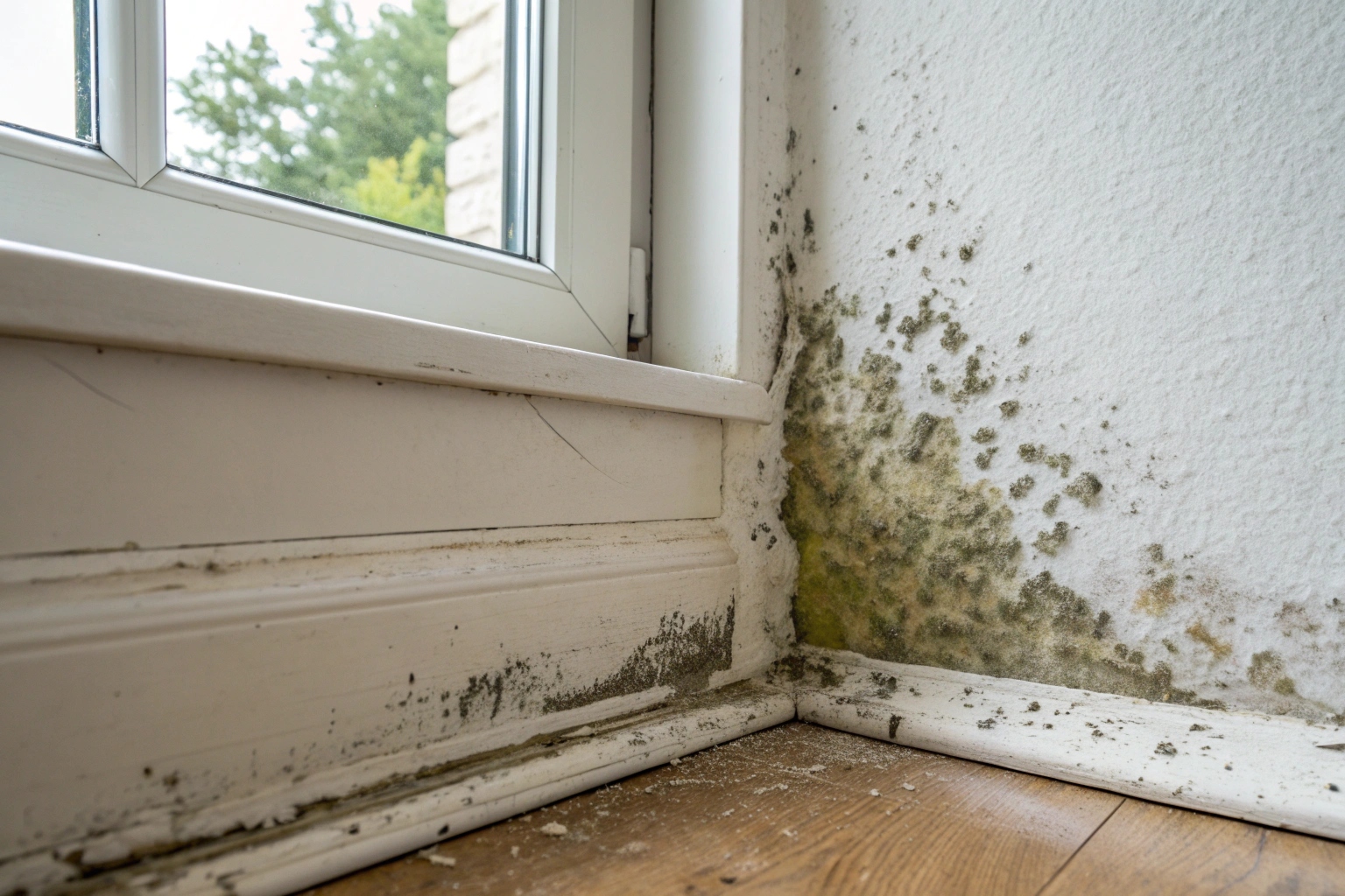 Mould growth on interior wall in older Morisset home