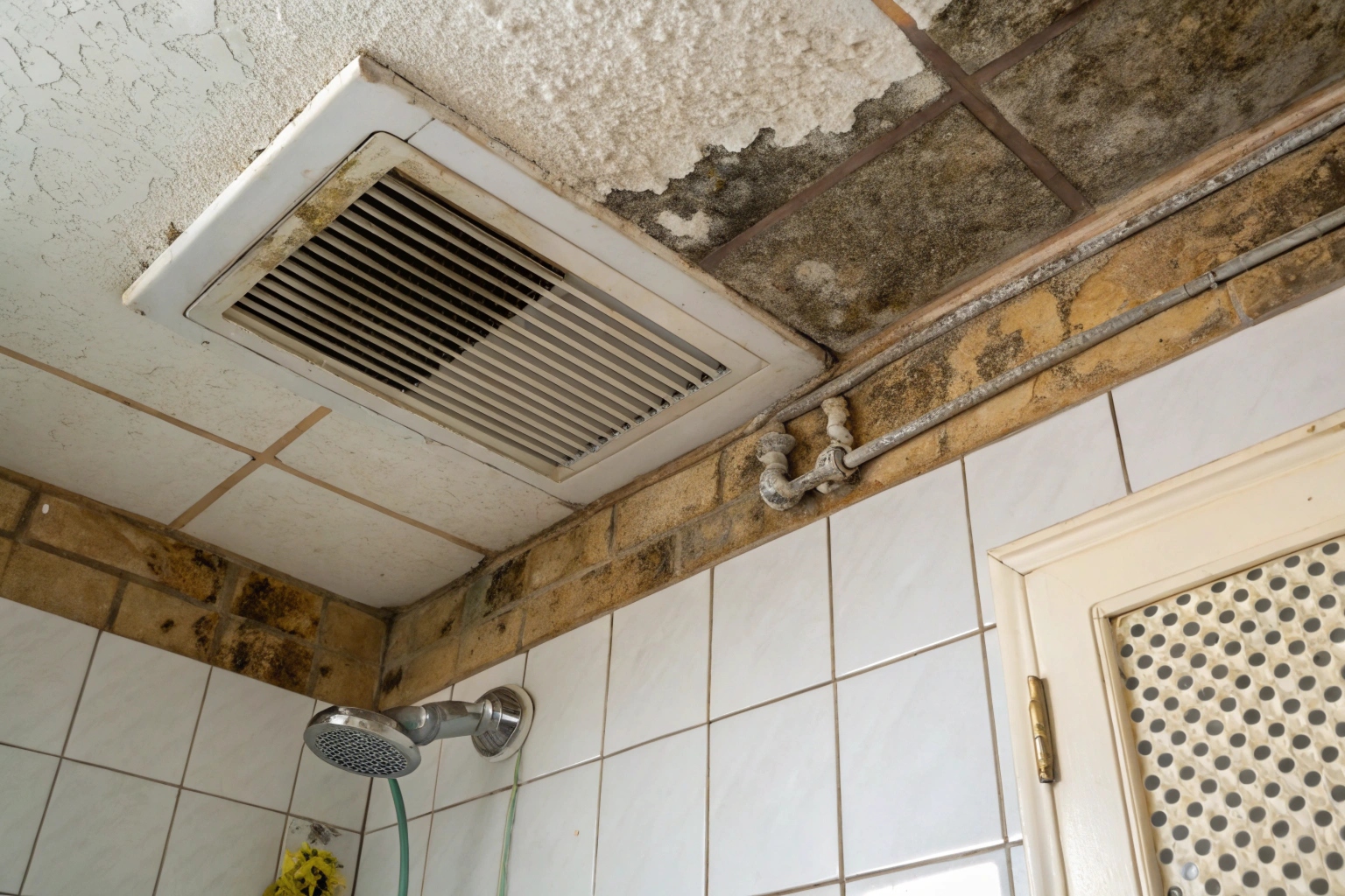 Mould growth on bathroom ceiling in older Cooranbong rental property
