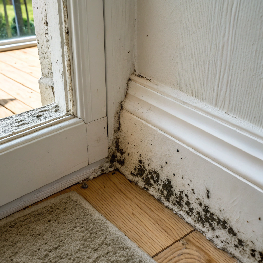 Black mould growth on internal wall corner in a coastal NSW home