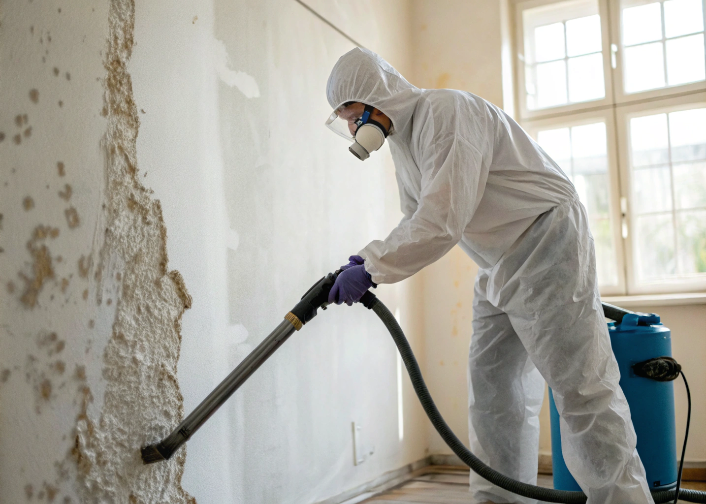Professional HEPA vacuuming of wall surfaces after mould remediation in Newcastle NSW