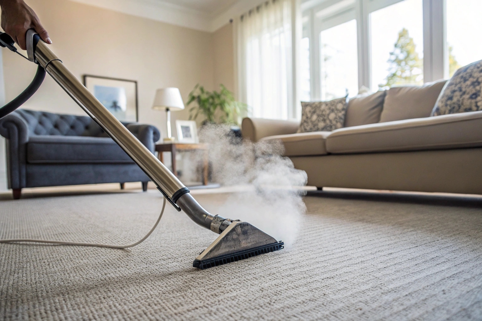 Professional hot water extraction carpet sanitisation in a Newcastle home