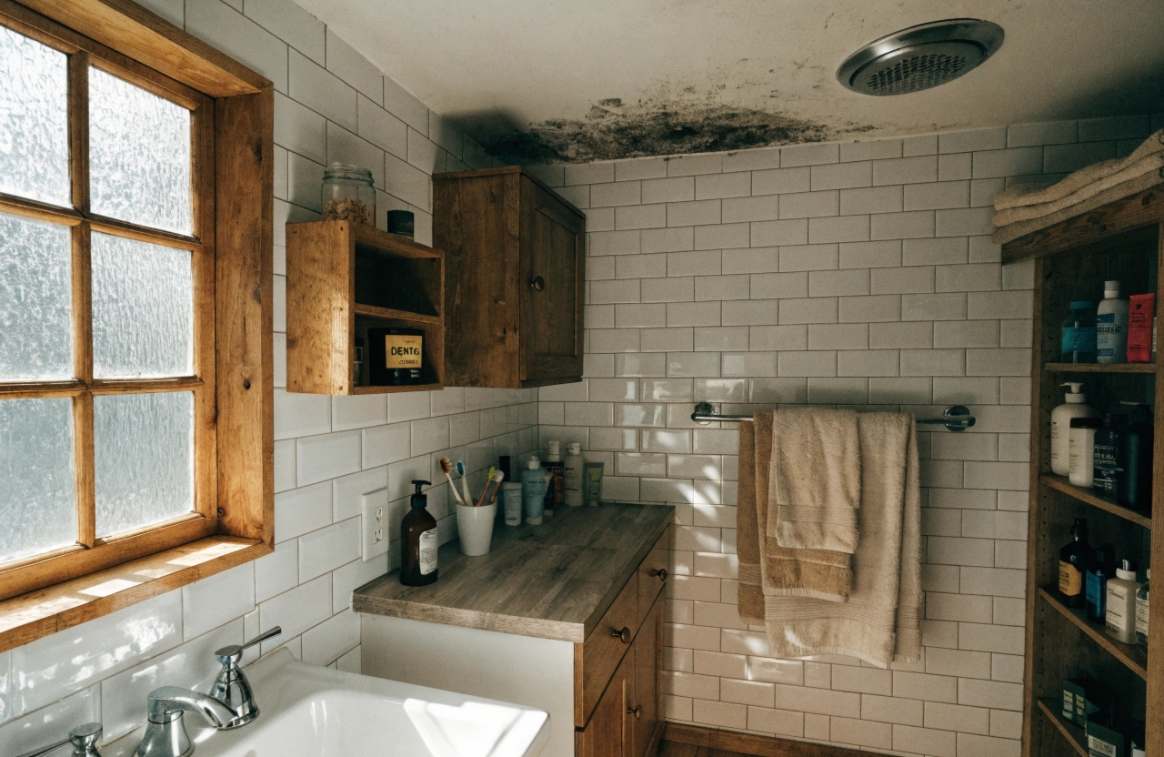 Bathroom ceiling mould in a Newcastle home requiring professional mould removal