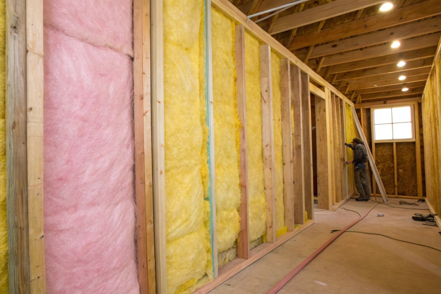 Insulation replacement inside wall cavity during building restoration in Newcastle